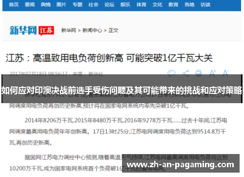 如何应对印澳决战前选手受伤问题及其可能带来的挑战和应对策略 如何应对印澳决战前选手受伤问题及其可能带来的挑战和应对策略